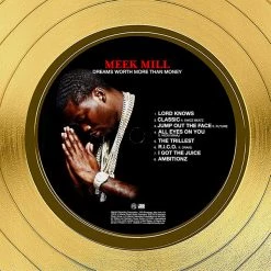 RARE-T Limited Edition Frames Meek Mill - Dream Worth More Than Money Gold LP Limited Signature Edition Studio Licensed Custom Frame