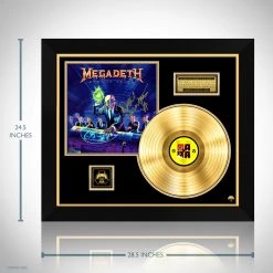 RARE-T Megadeth Rust In Peace Gold LP Limited Signature Edition Studio Licensed Custom Frame