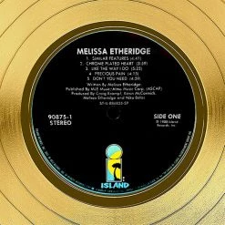 RARE-T Melissa Etheridge - Self-titled Gold LP Limited Signature Edition Studio Licensed Custom Frame