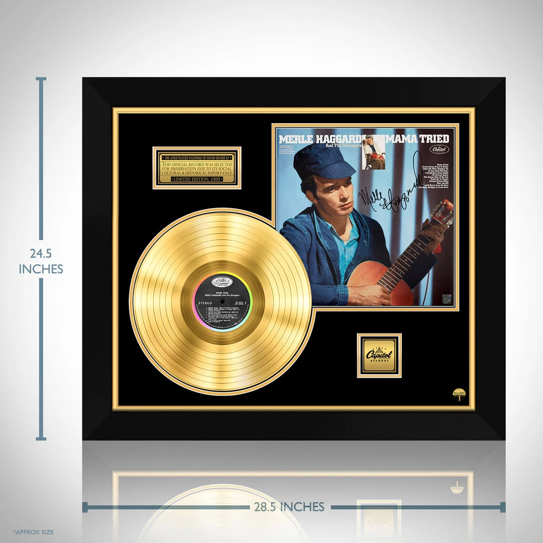 RARE-T Merle Haggard - Mama Tried Gold LP Limited Signature Edition Studio Licensed Custom Frame Limited Edition Frames 3 RARE-T Merle Haggard - Mama Tried Gold LP Limited Signature Edition Studio Licensed Custom Frame Limited Edition Frames