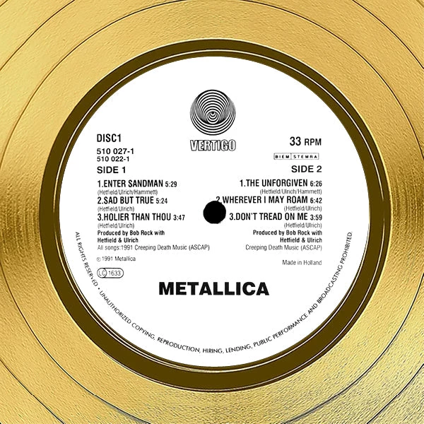 RARE-T Metallica - Black Gold LP Limited Signature Edition Studio Licensed Custom Frame 6 RARE-T Metallica - Black Gold LP Limited Signature Edition Studio Licensed Custom Frame