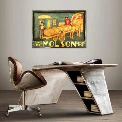 RARE-T Barware & Signs Molson Horse-Drawn Keg Cart Vintage Beer Display/Advertisement