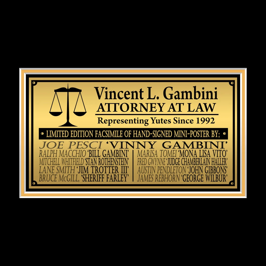 RARE-T My Cousin Vinny Movie Mini Poster Limited Signature Edition Studio Licensed Custom Frame NEW 6 RARE-T My Cousin Vinny Movie Mini Poster Limited Signature Edition Studio Licensed Custom Frame NEW