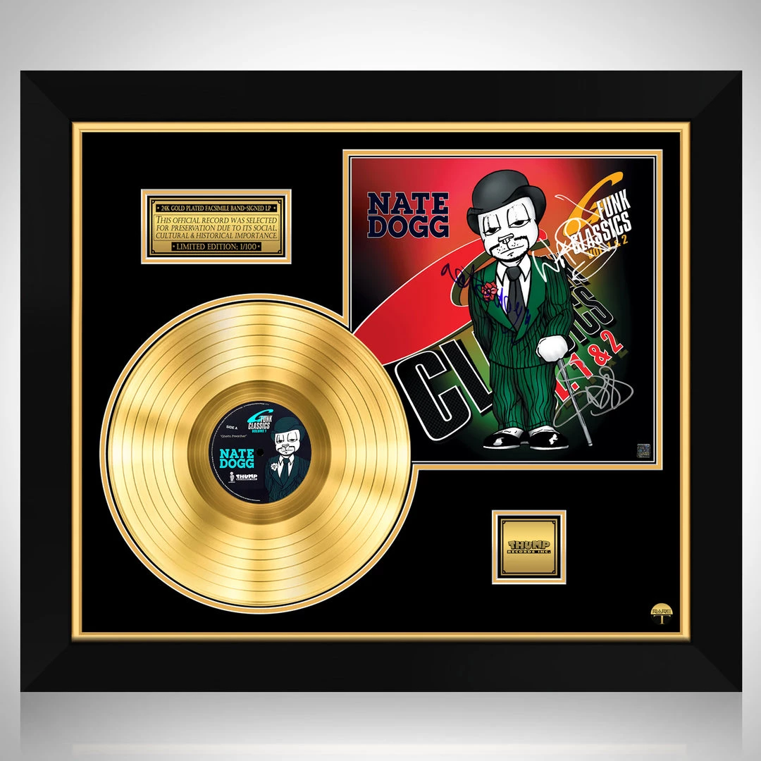 RARE-T Limited Edition Frames Nate Dogg - G-Funk Classics Vol.1 & 2 Gold LP Limited Signature Edition Studio Licensed Custom Frame 1 RARE-T Limited Edition Frames Nate Dogg - G-Funk Classics Vol.1 & 2 Gold LP Limited Signature Edition Studio Licensed Custom Frame