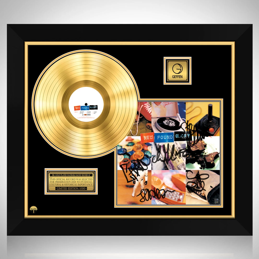 RARE-T New Found Glory - 2000 Gold LP Limited Signature Edition Studio Licensed Custom Frame 1 RARE-T New Found Glory - 2000 Gold LP Limited Signature Edition Studio Licensed Custom Frame