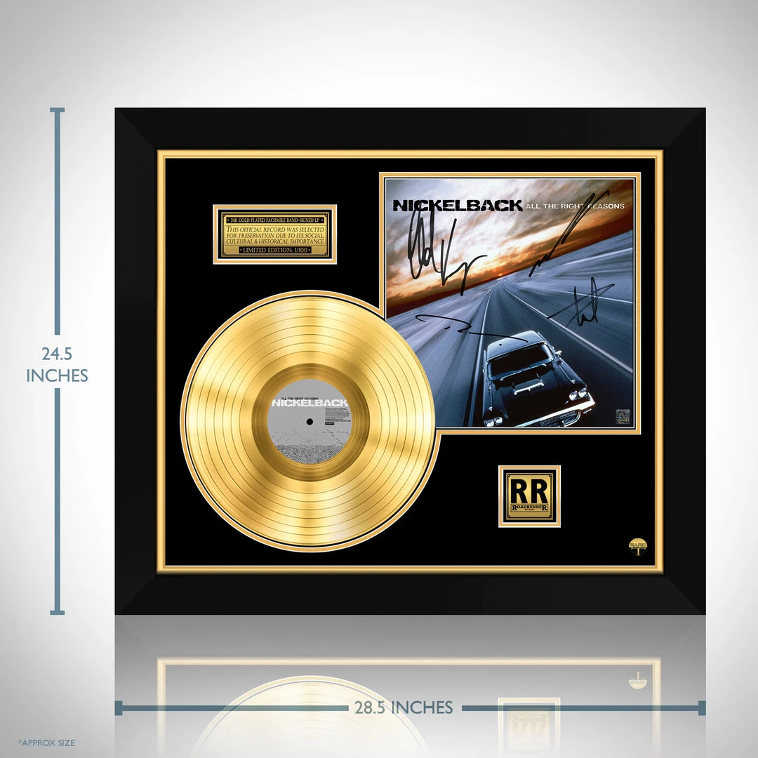 RARE-T Nickelback All The Right Reason Gold LP Limited Signature Edition Studio Licensed Custom Frame Limited Edition Frames 7 RARE-T Nickelback All The Right Reason Gold LP Limited Signature Edition Studio Licensed Custom Frame Limited Edition Frames