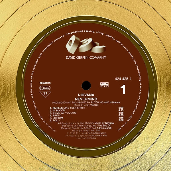 RARE-T Limited Edition Frames Nirvana Nevermind Gold LP Limited Signature Edition Studio Licensed Custom Frame 4 RARE-T Limited Edition Frames Nirvana Nevermind Gold LP Limited Signature Edition Studio Licensed Custom Frame