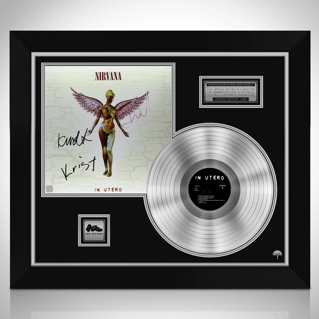 RARE-T Nirvana In Utero Platinum LP Limited Signature Edition Studio Licensed Custom Frame Limited Edition Frames 1 RARE-T Nirvana In Utero Platinum LP Limited Signature Edition Studio Licensed Custom Frame Limited Edition Frames