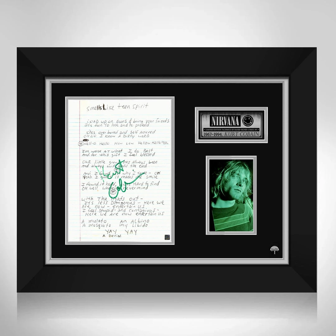 RARE-T Nirvana Lyrics Photo Limited Signature Edition Studio Licensed Custom Frame 10 RARE-T Nirvana Lyrics Photo Limited Signature Edition Studio Licensed Custom Frame