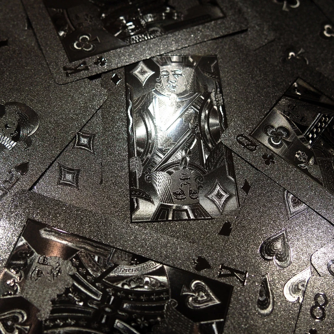 RARE-T Obsidian Carbonite Playing Cards Herringbone Design 5 RARE-T Obsidian Carbonite Playing Cards Herringbone Design