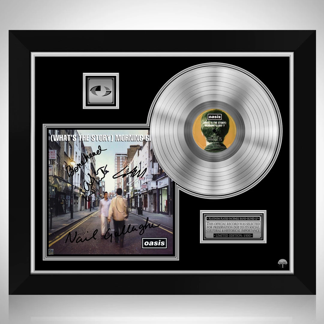 RARE-T Oasis What’s The Story Morning Glory Platinum LP Limited Signature Edition Studio Licensed Custom Frame Limited Edition Frames 1 RARE-T Oasis What’s The Story Morning Glory Platinum LP Limited Signature Edition Studio Licensed Custom Frame Limited Edition Frames