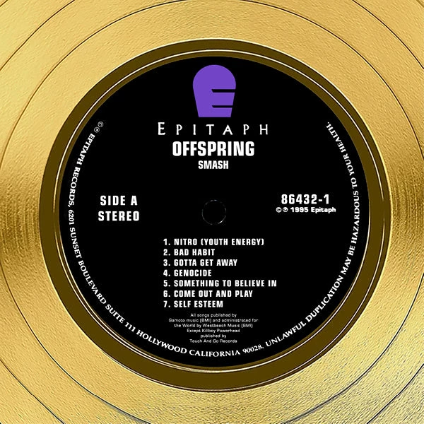 RARE-T Limited Edition Frames Offspring - Smash Gold LP Limited Signature Edition Studio Licensed Custom Frame 4 RARE-T Limited Edition Frames Offspring - Smash Gold LP Limited Signature Edition Studio Licensed Custom Frame