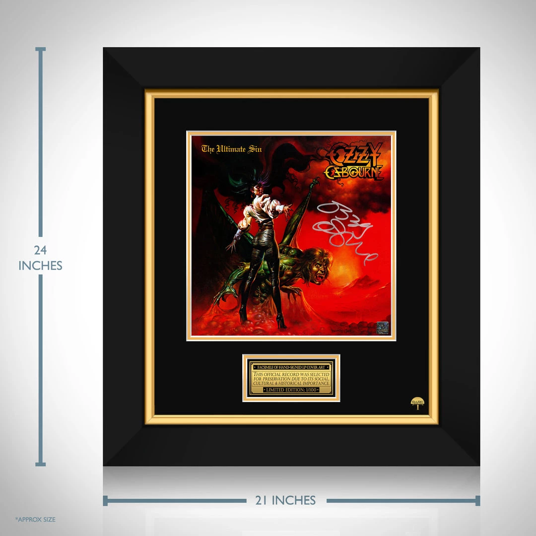 RARE-T Ozzy Osbourne - Ultimate Sin LP Cover Limited Signature Edition Studio Licensed Custom Frame 3 RARE-T Ozzy Osbourne - Ultimate Sin LP Cover Limited Signature Edition Studio Licensed Custom Frame