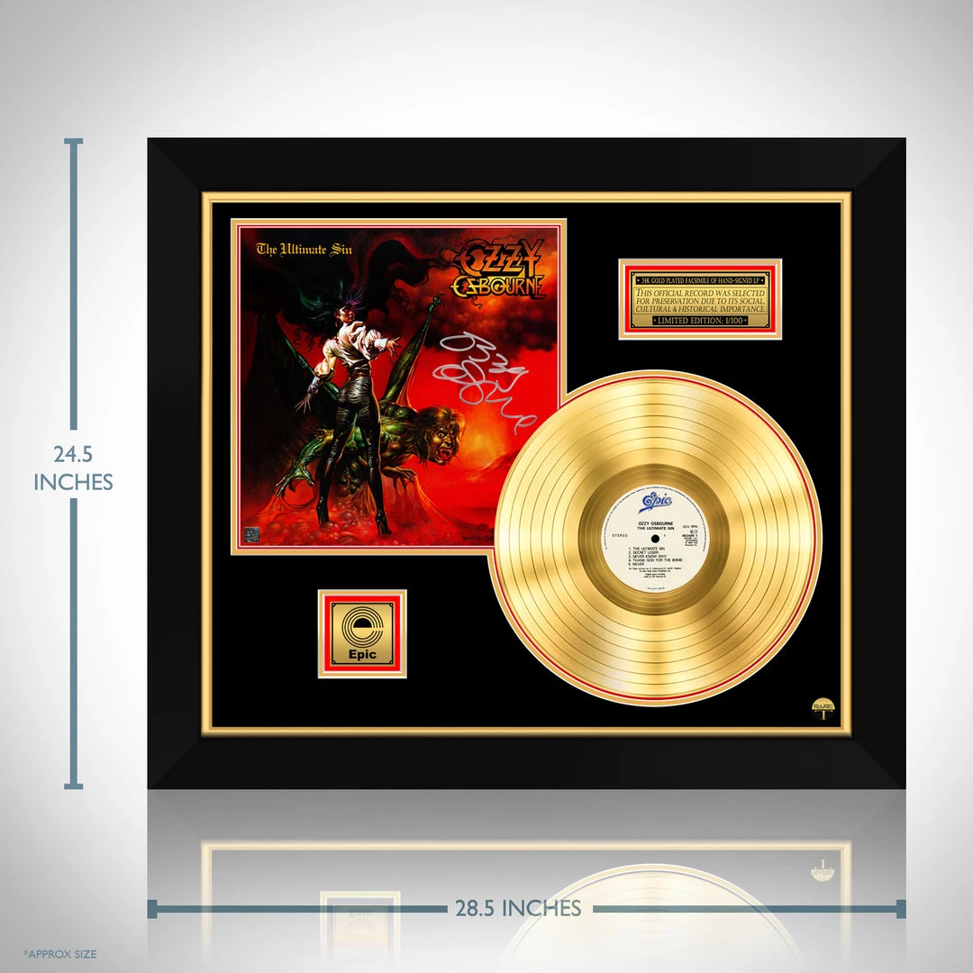 RARE-T Limited Edition Frames Ozzy Osbourne Ultimate Sin Gold LP Limited Signature Edition Studio Licensed Custom Frame 6 RARE-T Limited Edition Frames Ozzy Osbourne Ultimate Sin Gold LP Limited Signature Edition Studio Licensed Custom Frame
