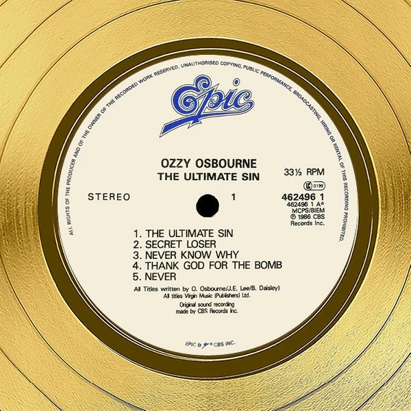 RARE-T Limited Edition Frames Ozzy Osbourne Ultimate Sin Gold LP Limited Signature Edition Studio Licensed Custom Frame 3 RARE-T Limited Edition Frames Ozzy Osbourne Ultimate Sin Gold LP Limited Signature Edition Studio Licensed Custom Frame