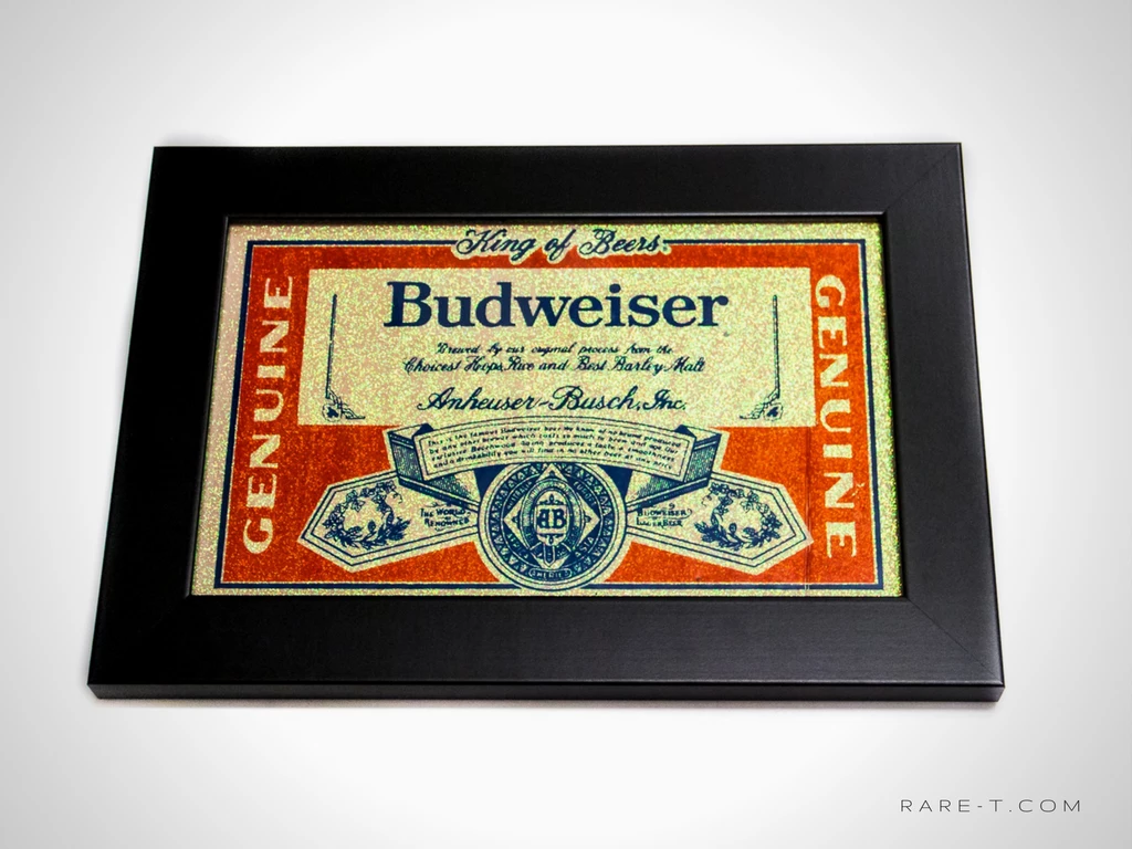 RARE-T Vintage Red Glass-Reverse Glitter 'Genuine Budweiser-King Of Beers' Bar Mirror/Advertisement Barware & Signs 4 RARE-T Vintage Red Glass-Reverse Glitter 'Genuine Budweiser-King Of Beers' Bar Mirror/Advertisement Barware & Signs