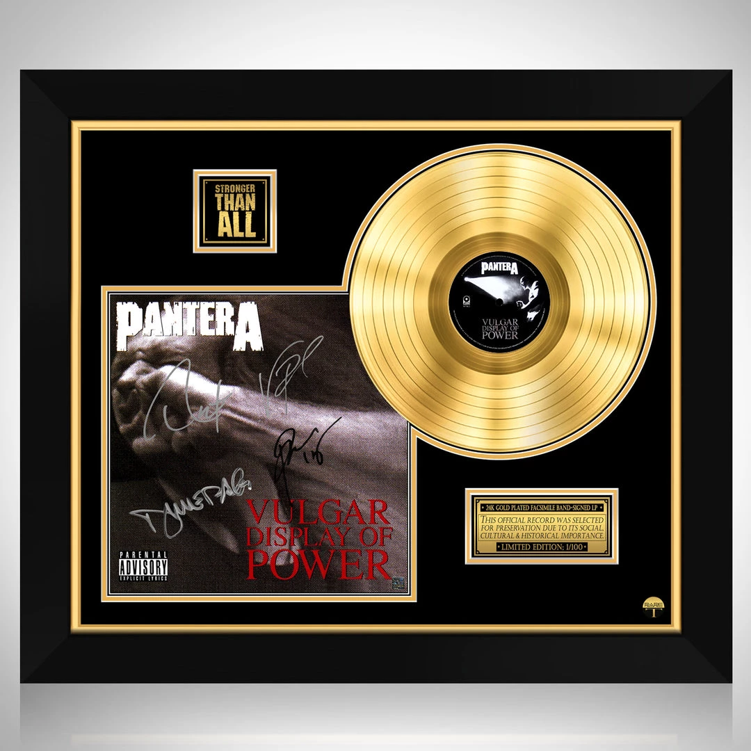 RARE-T Pantera Vulgar Display Of Power Gold LP Limited Signature Edition Studio Licensed Custom Frame 1 RARE-T Pantera Vulgar Display Of Power Gold LP Limited Signature Edition Studio Licensed Custom Frame