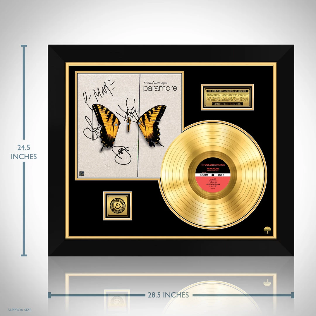 RARE-T Paramore Brand New Eyes Gold LP Limited Signature Edition Studio Licensed Custom Frame 7 RARE-T Paramore Brand New Eyes Gold LP Limited Signature Edition Studio Licensed Custom Frame