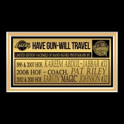 RARE-T Los Angeles Lakers - Kareem Abdul-Jabbar, Pat Riley & Magic Johnson Photo Limited Signature Edition Studio Licensed Custom Frame 15 RARE-T Los Angeles Lakers - Kareem Abdul-Jabbar, Pat Riley & Magic Johnson Photo Limited Signature Edition Studio Licensed Custom Frame