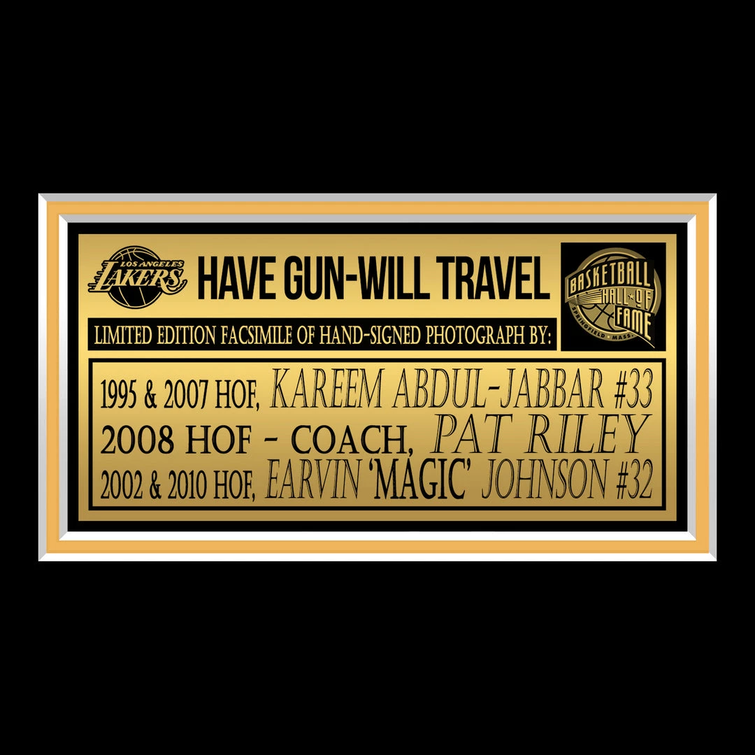 RARE-T Los Angeles Lakers - Kareem Abdul-Jabbar, Pat Riley & Magic Johnson Photo Limited Signature Edition Studio Licensed Custom Frame 7 RARE-T Los Angeles Lakers - Kareem Abdul-Jabbar, Pat Riley & Magic Johnson Photo Limited Signature Edition Studio Licensed Custom Frame