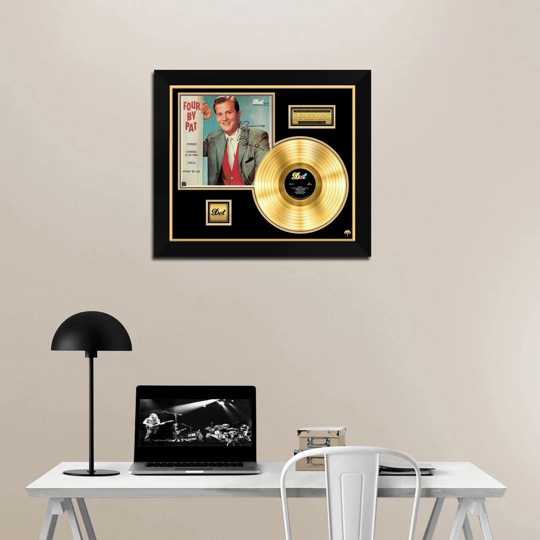RARE-T Limited Edition Frames Pat Boone - Four By Pat Gold LP Limited Signature Edition Studio Licensed Custom Frame 2 RARE-T Limited Edition Frames Pat Boone - Four By Pat Gold LP Limited Signature Edition Studio Licensed Custom Frame