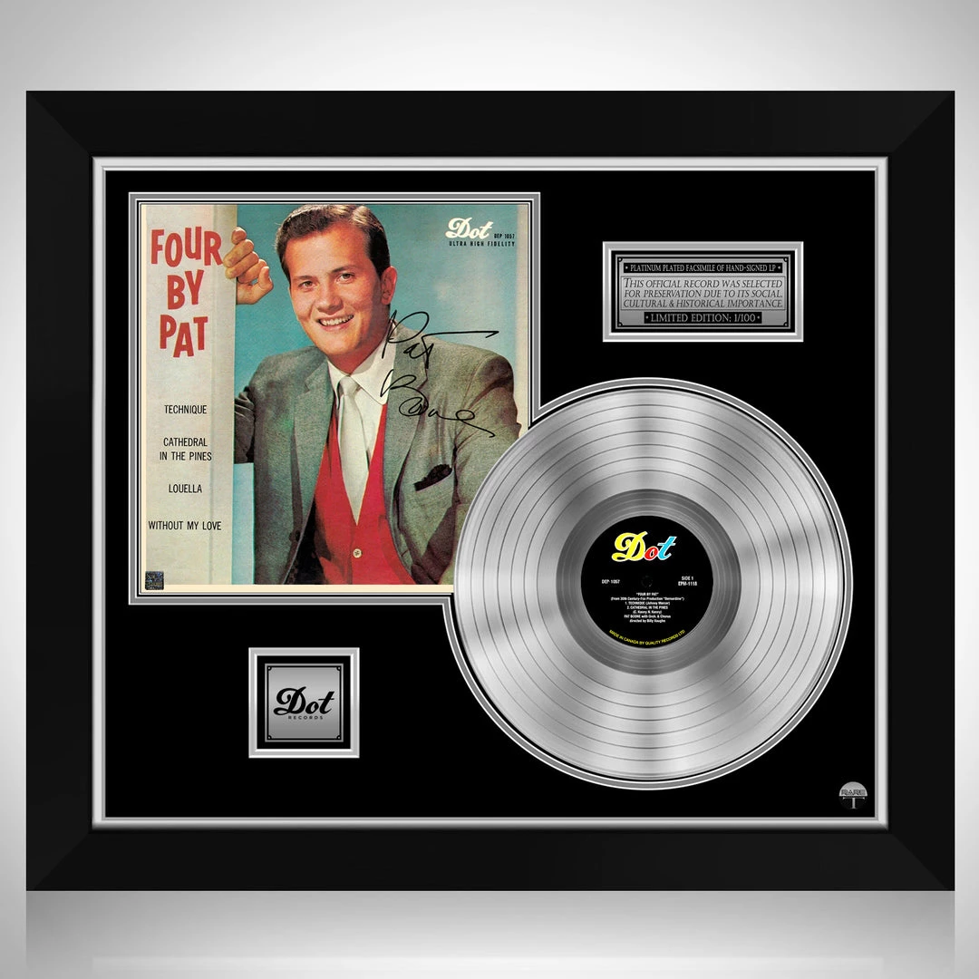 RARE-T Limited Edition Frames Pat Boone - Four By Pat Platinum LP Limited Signature Edition Studio Licensed Custom Frame 1 RARE-T Limited Edition Frames Pat Boone - Four By Pat Platinum LP Limited Signature Edition Studio Licensed Custom Frame