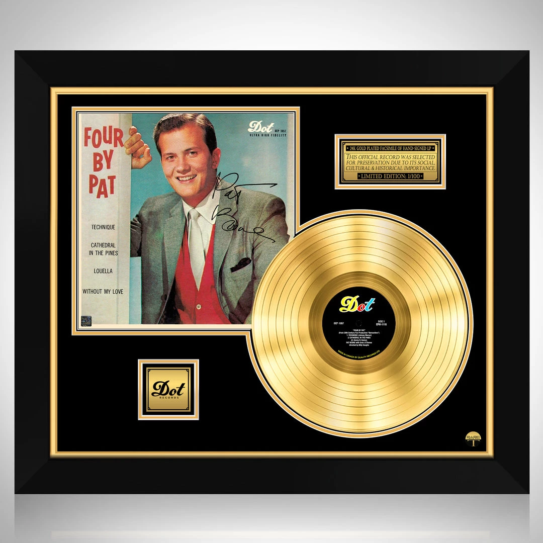 RARE-T Limited Edition Frames Pat Boone - Four By Pat Gold LP Limited Signature Edition Studio Licensed Custom Frame 1 RARE-T Limited Edition Frames Pat Boone - Four By Pat Gold LP Limited Signature Edition Studio Licensed Custom Frame