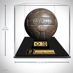 APW Pelé- 'Brasil' Hand-Signed Vintage 1966 Genuine Leather Soccer Ball By Pelé Custom Museum Display