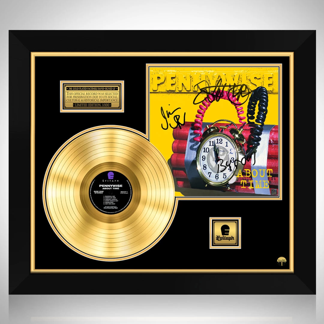 RARE-T Limited Edition Frames Pennywise - About Time Gold LP Limited Signature Edition Studio Licensed Custom Frame 1 RARE-T Limited Edition Frames Pennywise - About Time Gold LP Limited Signature Edition Studio Licensed Custom Frame