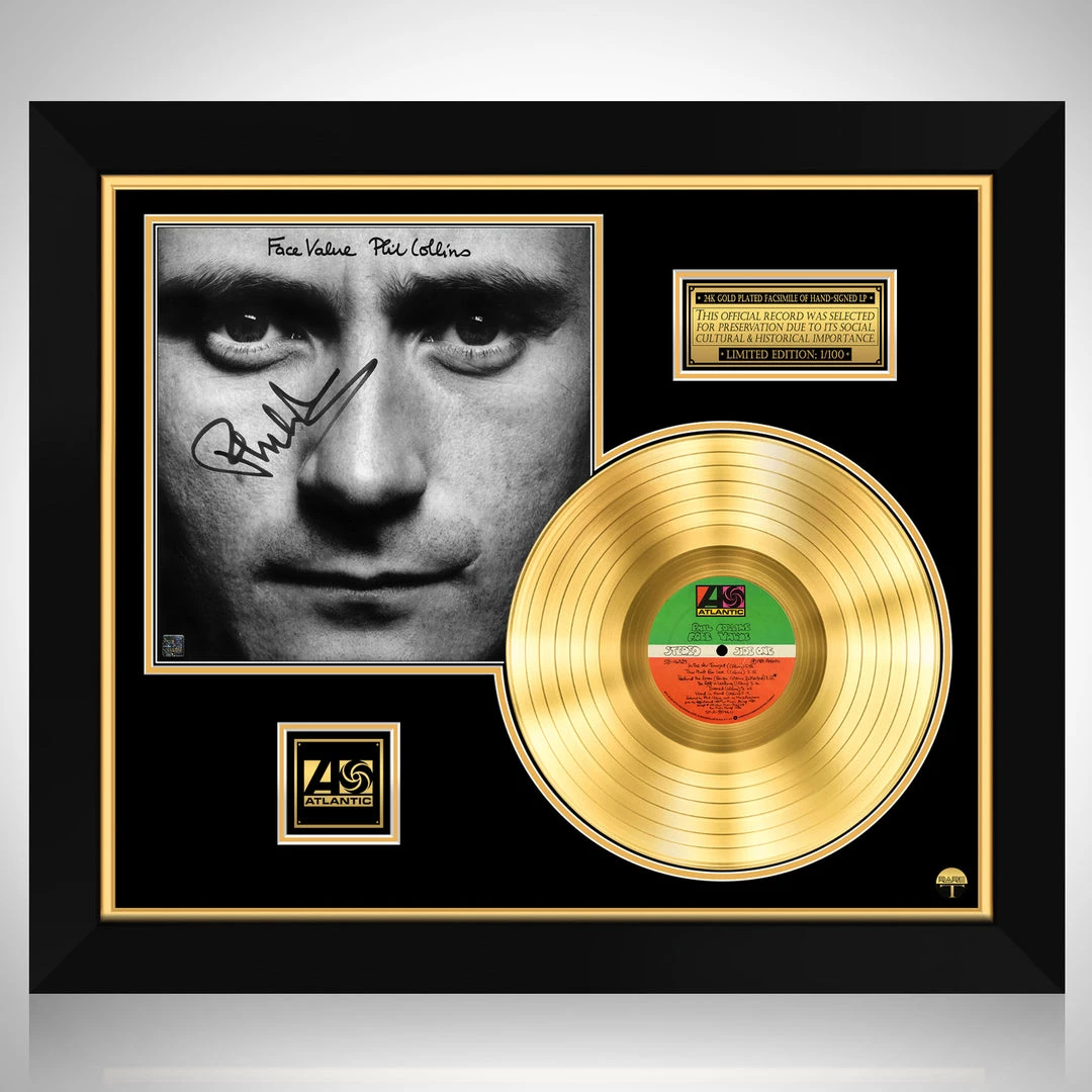 RARE-T Phil Collins Face Value Gold LP Limited Signature Edition Studio Licensed Custom Frame 1 RARE-T Phil Collins Face Value Gold LP Limited Signature Edition Studio Licensed Custom Frame