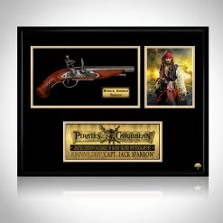 Rare-T Swords & Props Pirates Of The Caribbean - Jack Sparrow's Flintlock Prop Limited Signature Edition Custom Frame