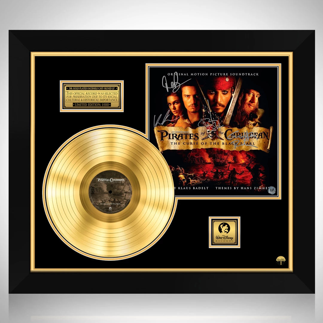 RARE-T Pirates Of The Caribbean The Cursed Of The Black Pearl - Original Motion Picture Soundtrack Gold LP Limited Signature Edition Studio Licensed Custom Frame NEW 1 RARE-T Pirates Of The Caribbean The Cursed Of The Black Pearl - Original Motion Picture Soundtrack Gold LP Limited Signature Edition Studio Licensed Custom Frame NEW