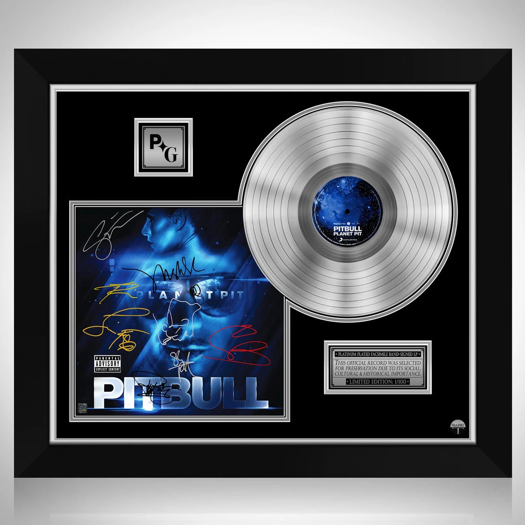 Rare-T Limited Edition Frames Pitbull - Planet Pit Platinum LP Limited Signature Edition Studio Licensed Custom Frame 1 Rare-T Limited Edition Frames Pitbull - Planet Pit Platinum LP Limited Signature Edition Studio Licensed Custom Frame