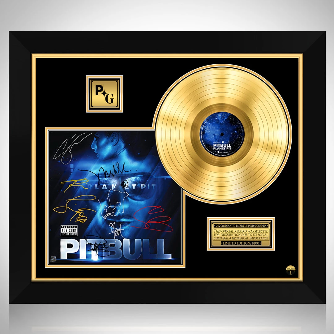 Rare-T Pitbull - Planet Pit Gold LP Limited Signature Edition Studio Licensed Custom Frame 1 Rare-T Pitbull - Planet Pit Gold LP Limited Signature Edition Studio Licensed Custom Frame