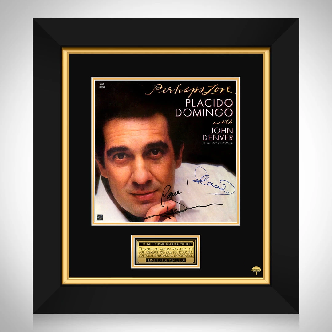 RARE-T Plácido Domingo With John Denver - Perhaps Love LP Cover Limited Signature Edition Studio Licensed Custom Frame 1 RARE-T Plácido Domingo With John Denver - Perhaps Love LP Cover Limited Signature Edition Studio Licensed Custom Frame