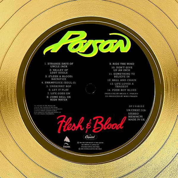RARE-T Poison Flesh & Blood Gold LP Limited Signature Edition Studio Licensed Custom Frame 5 RARE-T Poison Flesh & Blood Gold LP Limited Signature Edition Studio Licensed Custom Frame