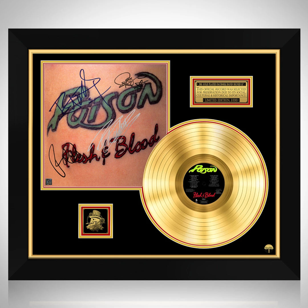 RARE-T Poison Flesh & Blood Gold LP Limited Signature Edition Studio Licensed Custom Frame 1 RARE-T Poison Flesh & Blood Gold LP Limited Signature Edition Studio Licensed Custom Frame