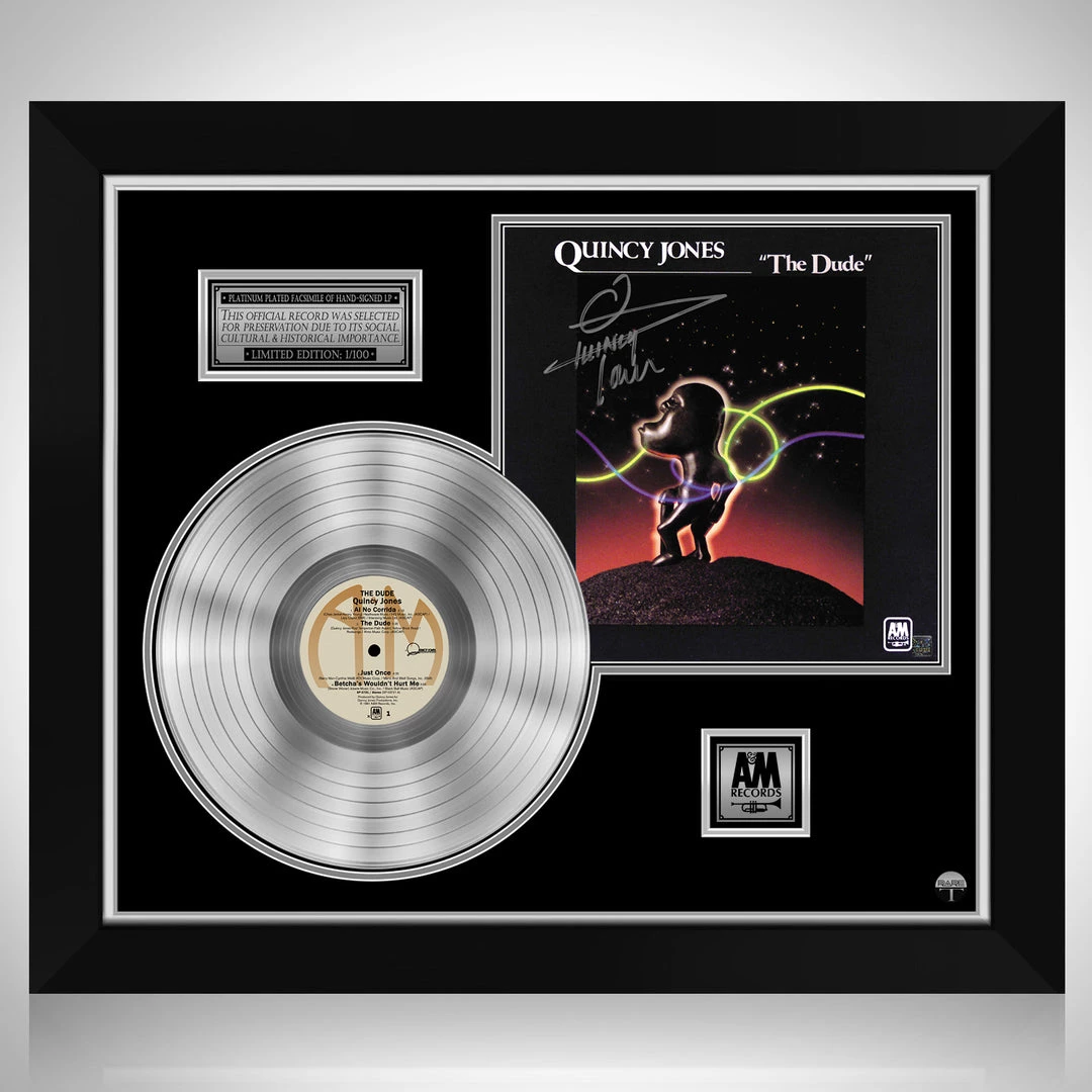 RARE-T Quincy Jones - The Dude Platinum LP Limited Signature Edition Studio Licensed Custom Frame 1 RARE-T Quincy Jones - The Dude Platinum LP Limited Signature Edition Studio Licensed Custom Frame