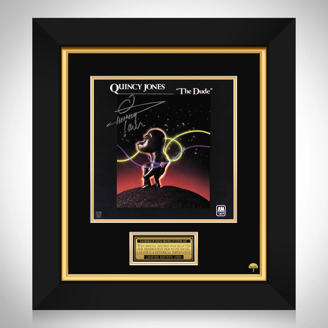 RARE-T Limited Edition Frames Quincy Jones - The Dude LP Cover Limited Signature Edition Studio Licensed Custom Frame 1 RARE-T Limited Edition Frames Quincy Jones - The Dude LP Cover Limited Signature Edition Studio Licensed Custom Frame