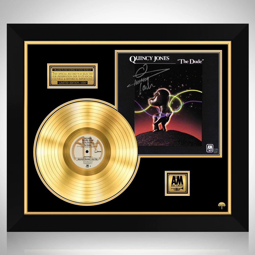 RARE-T Quincy Jones - The Dude Gold LP Limited Signature Edition Studio Licensed Custom Frame 1 RARE-T Quincy Jones - The Dude Gold LP Limited Signature Edition Studio Licensed Custom Frame