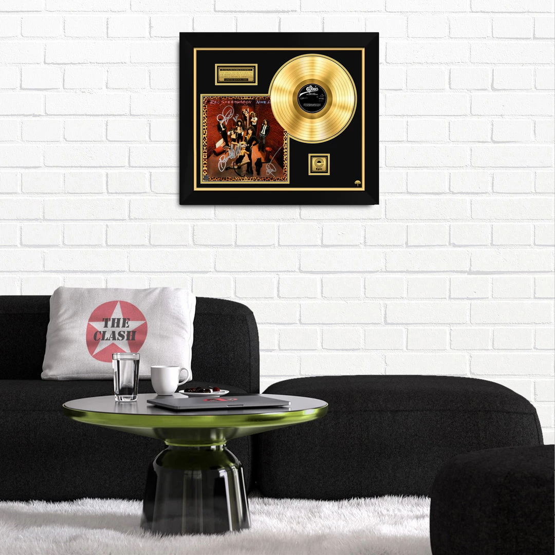 RARE-T Limited Edition Frames REO Speedwagon Nine Lives Gold LP Limited Signature Edition Studio Licensed Custom Frame 5 RARE-T Limited Edition Frames REO Speedwagon Nine Lives Gold LP Limited Signature Edition Studio Licensed Custom Frame