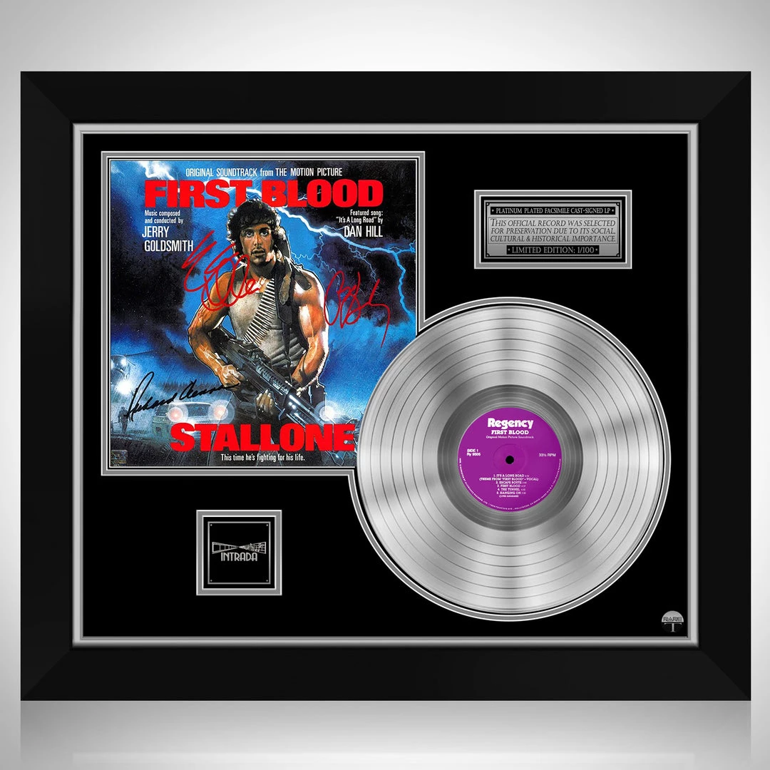 RARE-T Rambo First Blood - Soundtrack Platinum LP Limited Signature Edition Studio Licensed Custom Frame 1 RARE-T Rambo First Blood - Soundtrack Platinum LP Limited Signature Edition Studio Licensed Custom Frame