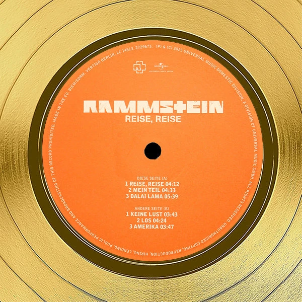RARE-T Rammstein - Reise, Reise Gold LP Limited Signature Edition Studio Licensed Custom Frame 4 RARE-T Rammstein - Reise, Reise Gold LP Limited Signature Edition Studio Licensed Custom Frame