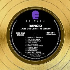 RARE-T Rancid And Out Come The Wolves Gold LP Limited Signature Edition Studio Licensed Custom Frame Limited Edition Frames