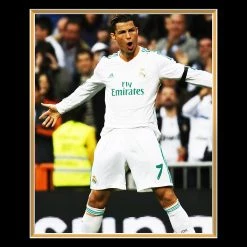 APW Cristiano Ronaldo- Certified Vintage Team Hand-Signed Real Madrid 2017-2018 White Jersey Custom Frame