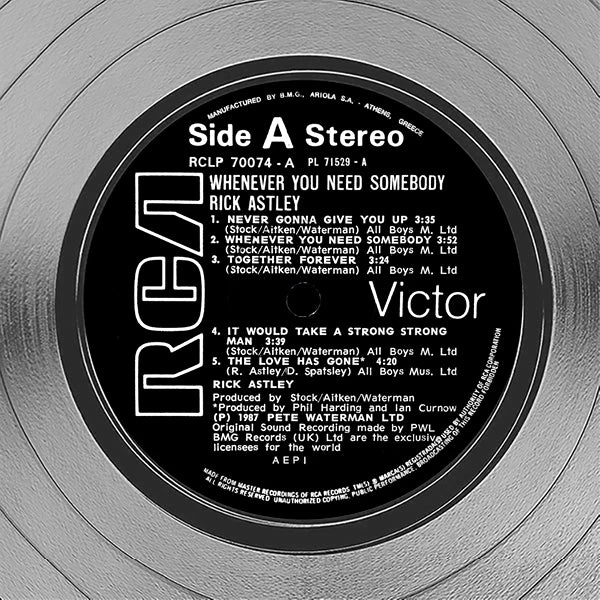 RARE-T Rick Astley - Whenever You Need Somebody Platinum LP Limited Signature Edition Studio Licensed Custom Frame Limited Edition Frames 5 RARE-T Rick Astley - Whenever You Need Somebody Platinum LP Limited Signature Edition Studio Licensed Custom Frame Limited Edition Frames