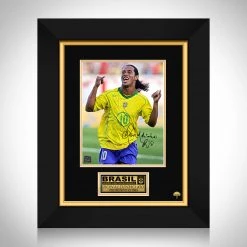 RARE-T Brazil - Ronaldinho Photo Limited Signature Edition Studio Licensed Custom Frame