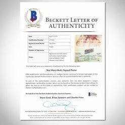 PPC Star Wars- 'The Empire Strikes Back' Beckett Certified Cast Hand-Signed Original Vintage Poster Custom Frame