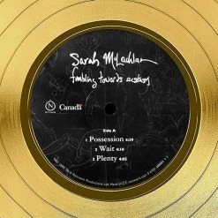 RARE-T Sarah McLachlan Fumbling Towards Ecstasy Gold LP Limited Signature Edition Studio Licensed Custom Frame Limited Edition Frames