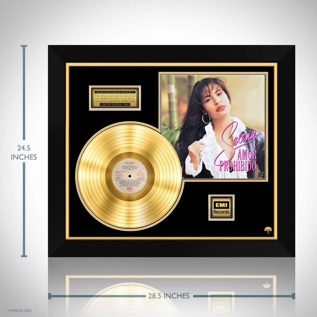 RARE-T Selena - Amor Prohibido Gold LP Limited Signature Edition Studio Licensed Custom Frame Limited Edition Frames 3 RARE-T Selena - Amor Prohibido Gold LP Limited Signature Edition Studio Licensed Custom Frame Limited Edition Frames